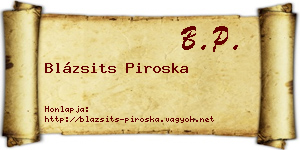 Blázsits Piroska névjegykártya